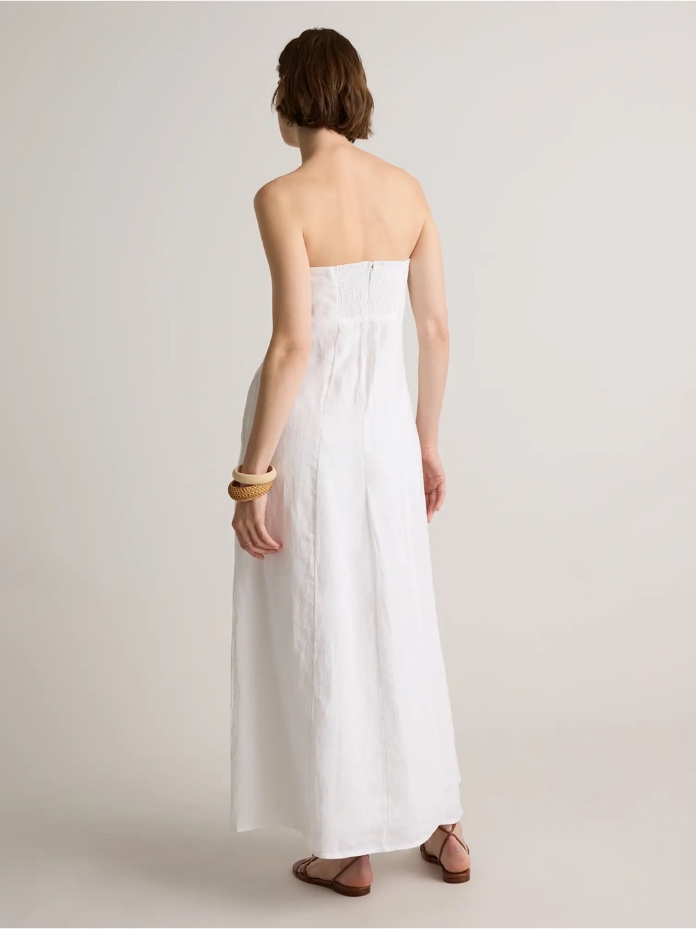 NWT Quince 100% European Linen Strapless Maxi Dress in White Sz S - Picture 2 of 15